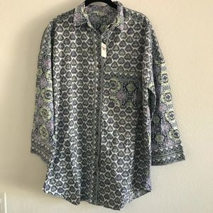 Free People Tops Happy Holibabe Boho Sleep Shirt Button-Down Top